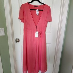Abercrombie & Fitch Angel Sleeve Wrap Dress - Coral
